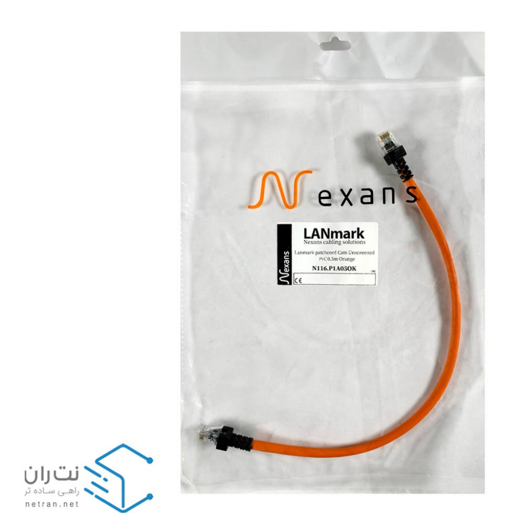 پچ کورد نگزنس (کابل لن) Cat6 UTP روکش PVC نارنجی نیم متری (0.5m)